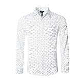 NUTEXROL Men's Casual Cotton Polka Dots Long Sleeve Dress Shirts