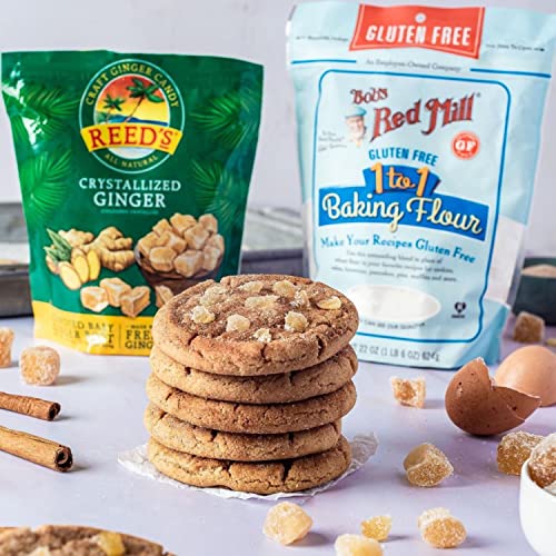 REED’S ALL NATURAL CRYSTALLIZED GINGER NUGGETS IN A 16 OZ RESEALABLE BAG – BABY GINGER ROOT FRUIT SLICES SWEETENED WITH RAW CANE SUGAR CRYSTALS – HIGH ENERGY GINGER CANDIES FOR SNACKING – 12 PACK