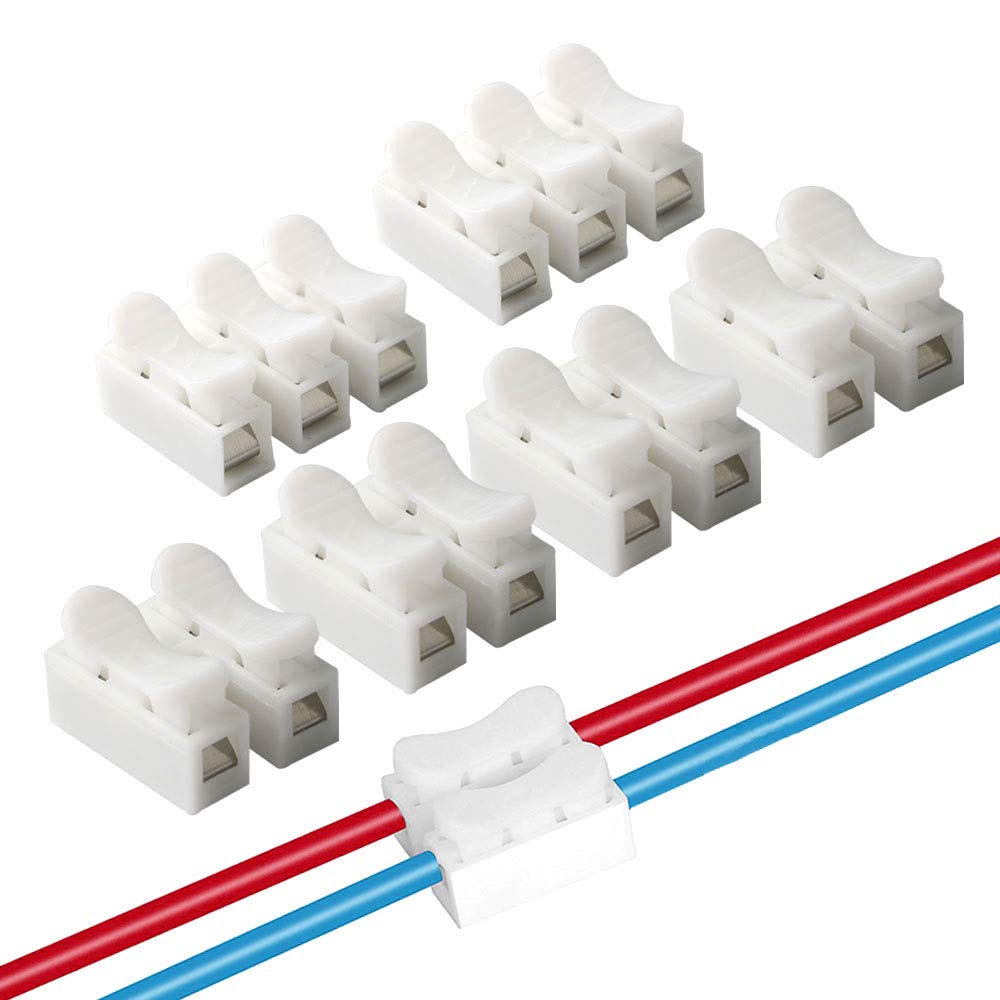 QitinDasen 90 Pc Spring Wire Connectors Kit - Quick Cable Connector Terminal Block, Electrical Cable Clamp Terminal Block Connector, No Screw No Welding (60 CH2 + 30 CH3)