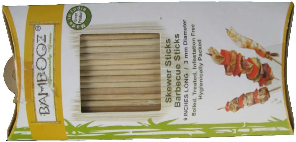 Bamboooz Bamboo Skewers (Beige, 6-inch) - Set of 100