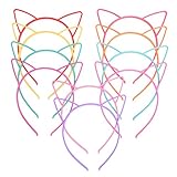 eBoot Cat Ear Headbands Plastic Cat Hairband Cat Bow Hairbands Makeup Party Headwear for Women Girls, Multicolor, 10 Pieces