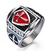 GRHOSE Men's Stainless Steel Ring Knight ring Templar Ring biker Crusader Cross masonic Red Size 10