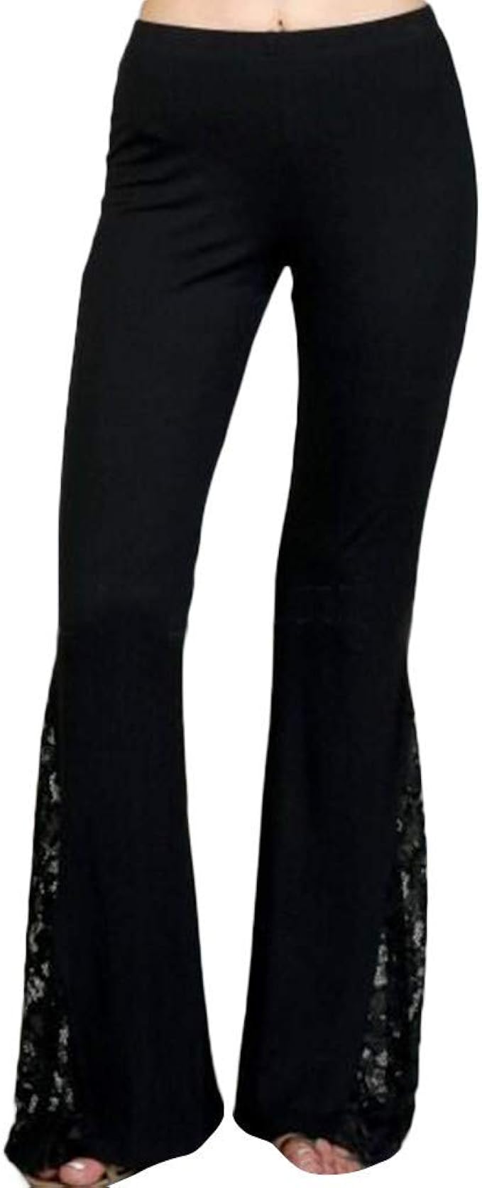 black lace flared trousers