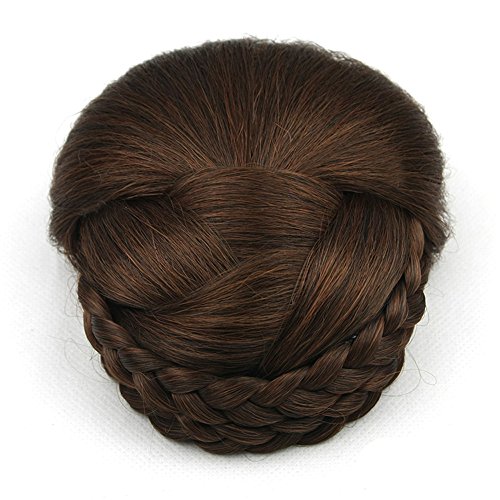 Toptheway 60g/2oz Synthetic Braided Clip in Hair Bun Chignon Hairpieces,Dark Brown