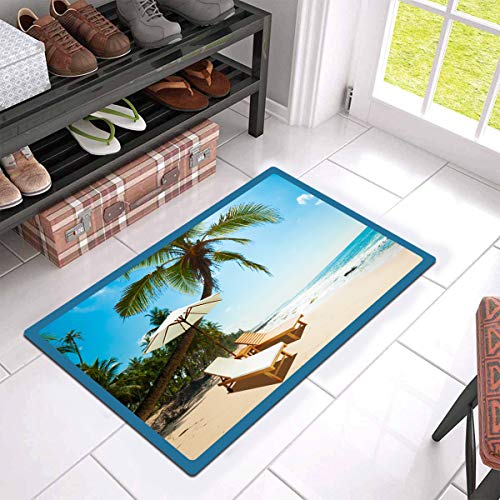 Non-Slip Door Mats Beach Printed Welcome Mat Indoor Outdoor Decorative Doormats for Entrance Home Porch Front Door - Inside Outside Floor Rug with Rubber Backing