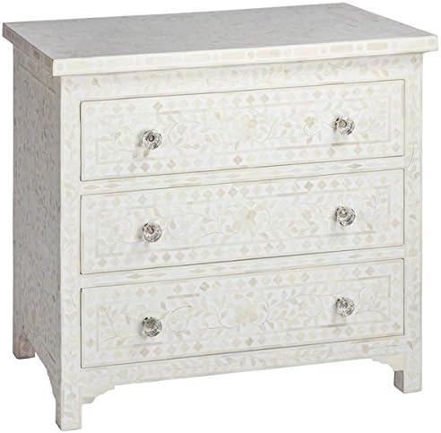 Amazon Com Bone Inlay 3 Drawer Chest Floral White Kitchen