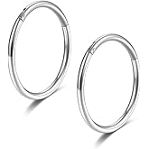 Lantine Hinged 20g 18g 16g Nose Rings Hoops 6mm 8mm 10mm 12mm 14mm 16mm Septum Ring Clicker Cartilage Helix Hoop Earrings Set