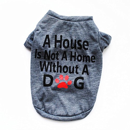 Iuhan Pet Clothes, Best Dog Lover Gifts Cotton Summer Shirt Small Dog Cat Pet Clothes Vest T Shirt (M, Gray)