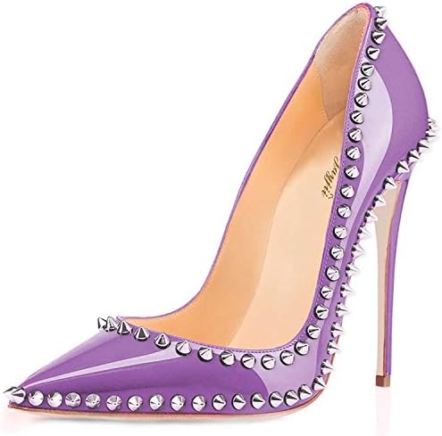 Nancy Jayjii NJPU Women's Sexy Pointed Toe High Heels Pumps with Rivets Stilettos Prom Party Shoes