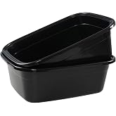 Leendines 18 Quart Plastic Rectangular Dish Pan, Black Wash Basin Set of 2