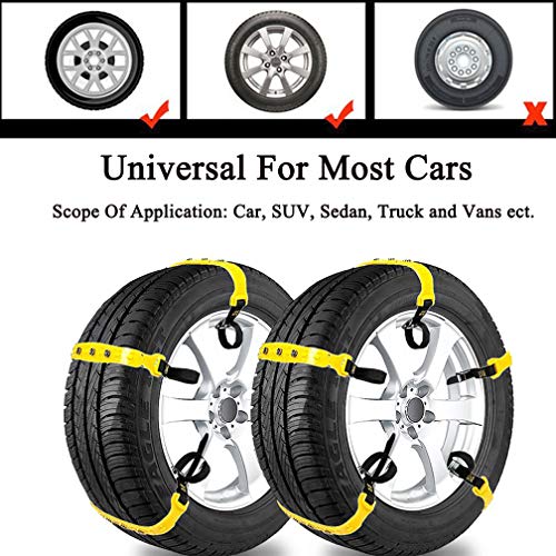 Snow Chains 10 Pcs Anti Slip Tire Chains Adjustable Security Emergency Car Tire Chains Fit for Most Car SUV Truck Vans, 185-295mm/7.2-11.6''
