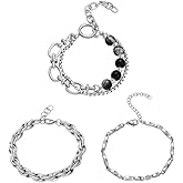 KANOUE Surgical Steel Mens Bracelet Bangle Steel-Colored Bracelets for Men Adjustable Bangle Bracelet Waterproof Non Tarnish Hypoallergenic