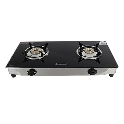 Wonderchef Brass 2 Burners Gas Stove, Black