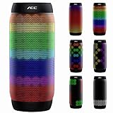 AEC Bluetooth Speakers Hi-Fi Ultra Portable LED Stereo Speaker 6 Light Modes, Built-in Microphone Hand-free Phone Call, Water Resistant, TF Card Play, FM Radio for Phone Tablets PC and More