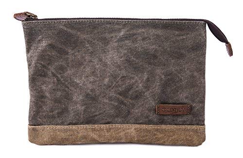 Gootium Waxed Canvas Zipper Pouch - Water Resistant Storage Holder Accessories Organizer (Pack of 2)