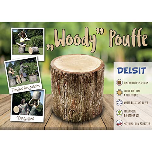 Delsit Woody Outdoor Pouf Ottoman European Made, Lightweight