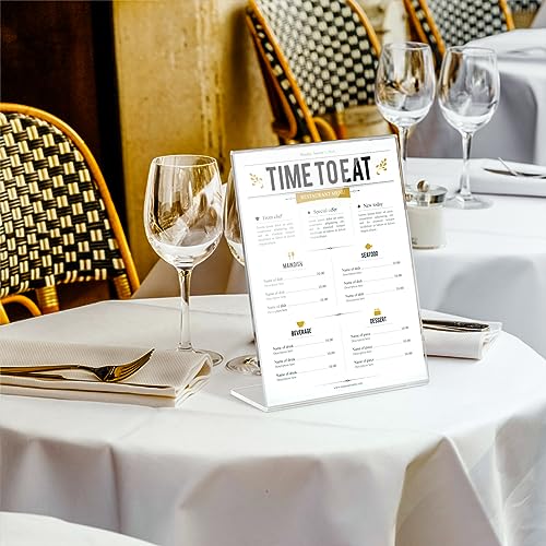 HIIMIEI Set of 6 Table Displays, Poster Stand, A5 (14.8 x 21 cm) Clear Acrylic Easel Table Easel, Menu Stand
