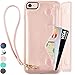 ZVEdeng iPhone 8 Case with Wrist Strap, iPhone SE2 Wallet Case, iPhone 7 Wallet Case with Credit Card Holder Magnetic Flip Case Leather Protective Cover Handbag Purse-Rose Gold