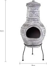 Charles Bentley Medium Clay Chimenea Patio Heater, Leaf Design, 85x36cm view 6