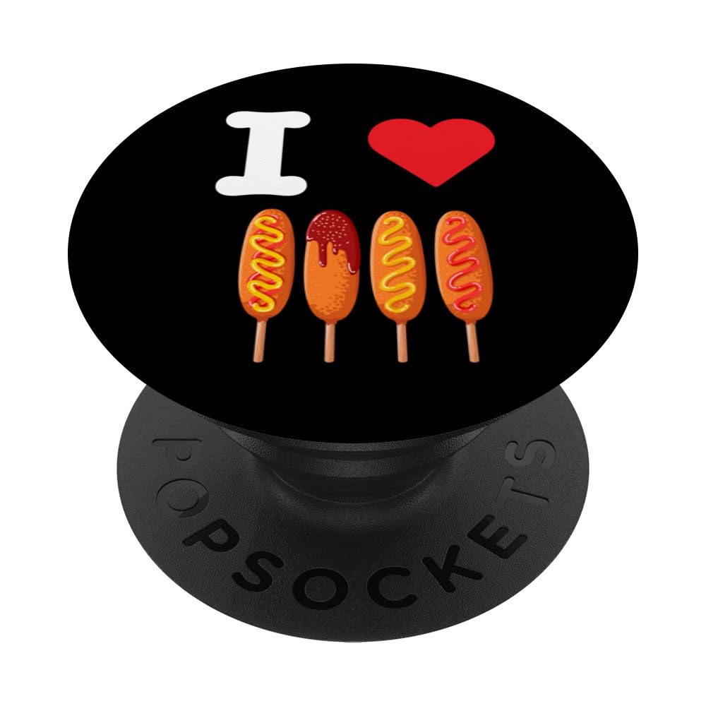I Love Corndogs American Korean Corn Meal Wrapped Hotdog PopSockets Swappable PopGrip