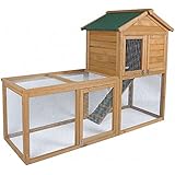 Gabbia Per Conigli Funhobby Legno - Doppio Piano 147x53x85 Cm, Per Esterno, Tetto Impermeabile - Foto 4