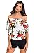 LOSRLY Womens Sexy Floral Print Off the Shoulder Crop Tops Shirts and Blouses White M 8 10