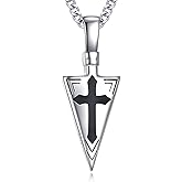 LUHE Cross Necklace for Men Sterling Silver Cross Pendant Necklace Religious Jewelry Christian Gifts