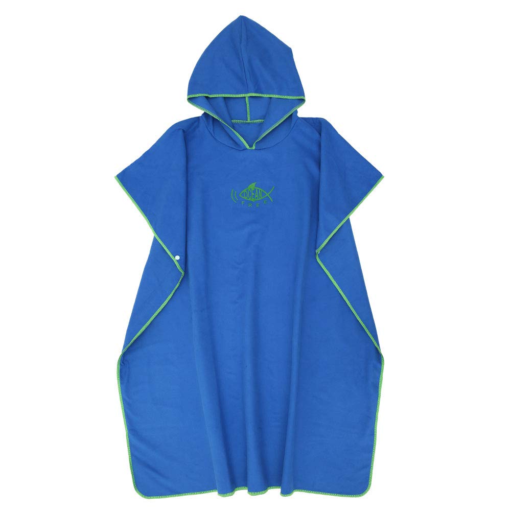 miuline Changing Towel Poncho with Hood Quick Dry Swim Drying Robe Microfibre Beach Drying Robe for Adults Womens Men One Size Fit All (blue)