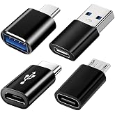 USB C Adapters 4 Pack, USB C to USB 3.0 OTG Adapter, Micro USB to USB C Adapter Compatible with MacBook Pro, iPhone 17/16/15, iPad, Samsung Galaxy, Smartphones, Laptop, PC, in Car and More