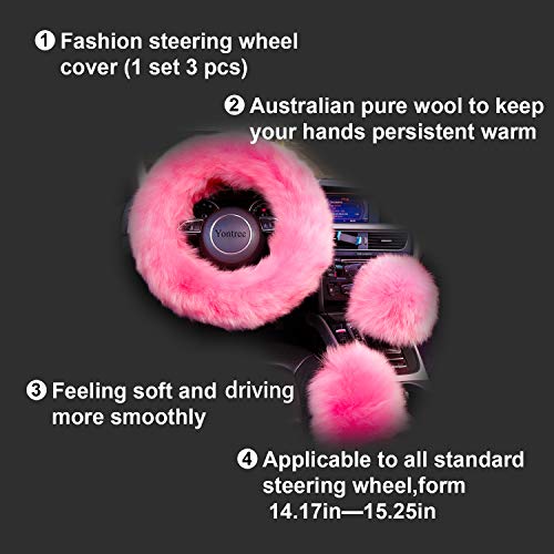 Yontree Cute Fluffy Steering Wheel Covers for Women/Girls/Ladies