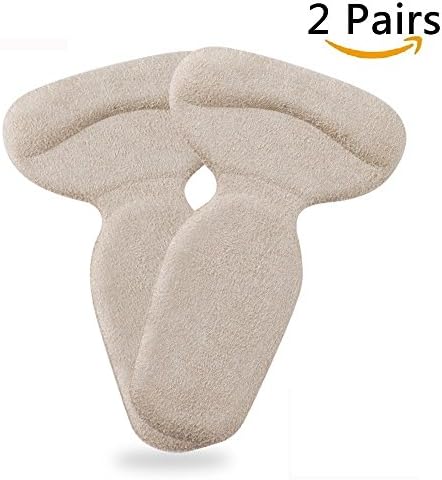 MOCOO Back Heel Pads Grips T Shaped Liners Cushion Heeled Insoles Blisters Suede Beige 2 Pairs BP10
