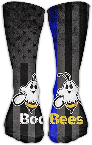 JINYOUR BOO BEES Blue Thin Line Women's Casual Athletic Stockings 30CM Long Socks