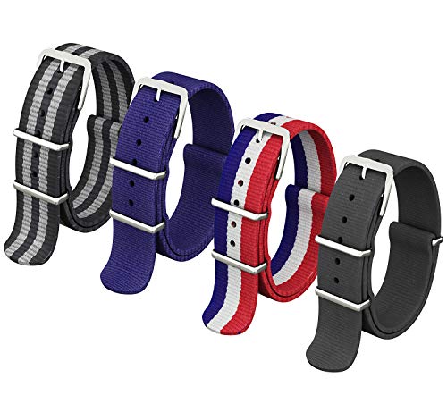 Darller 4 Pack Nato Watch Bands 20mm Ballistic Nylon Watch Straps