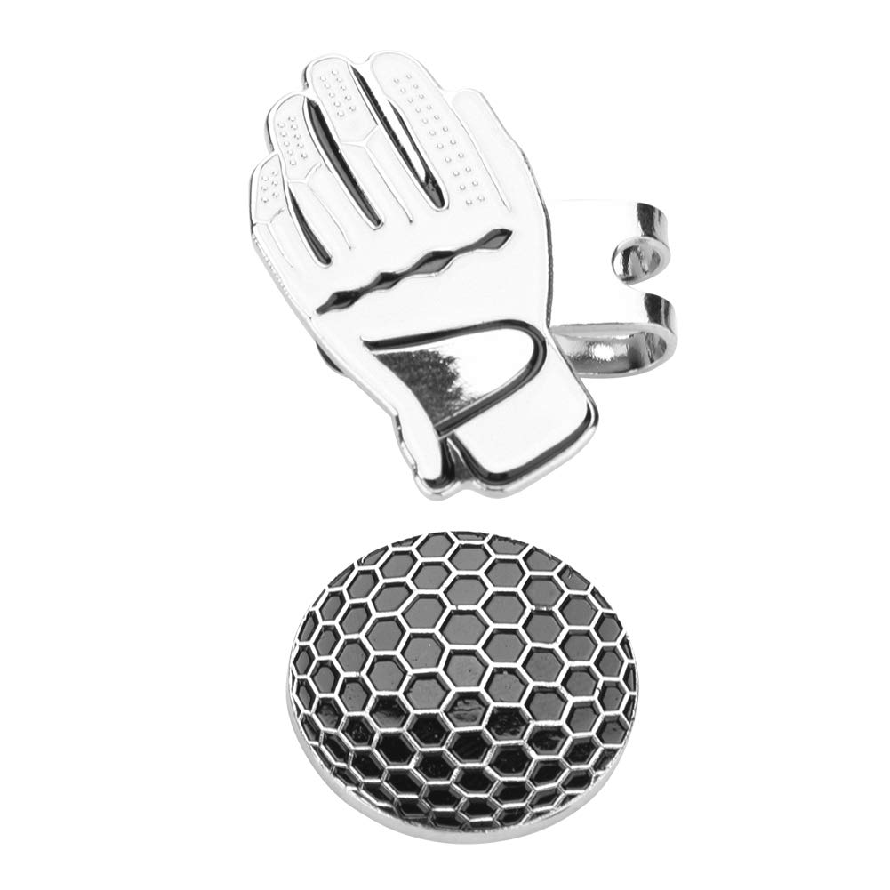 VGEBY1 Golf Hat Clip, Golf Ball Marker Mini Glove-shaped Stainless Steel Golf Hat Cap Clip with Magnetic Ball Marker (Black White)