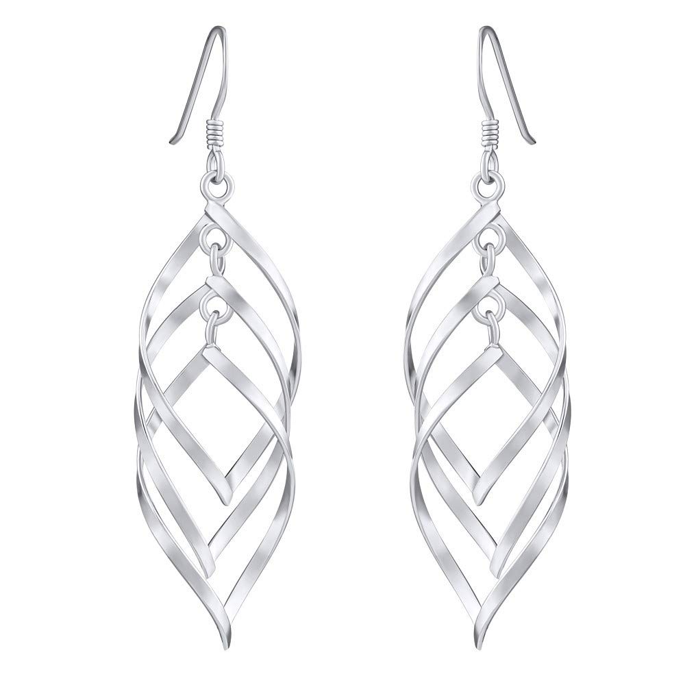 SILVEGO - PRME11002N - Women 925 Sterling Silver Long Dangle Earrings 55 mm