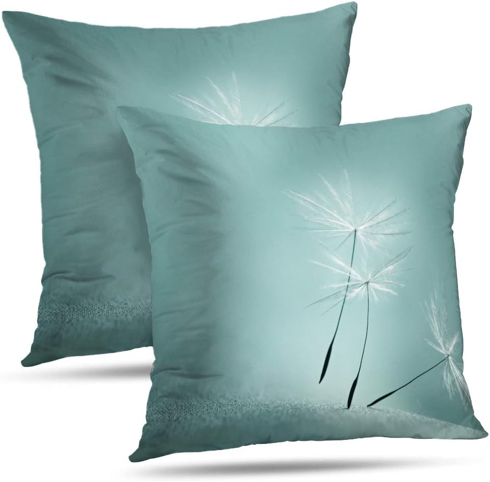 WAYATO Blue 18 x 18 Decorative Pillow Covers, Dandelion Seeds Abstract Blue Double-Sided Pattern Square Sofa Cushion Covers Cute Throw Pillows for Living Room