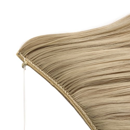 S-noilite Best Synthetic Hair Extensions Curly Full Head Invisible Wire Secret String No Clips in Hair Extensions Secret Fish Line Hairpieces for Women and Girls(20", Sandy Blonde & Bleach Blonde) - Thumbnail 5