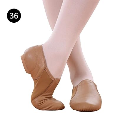 Wetour Schwarzes Tan Leder Jazz Dance Schuhe Bögen Split Sohle Modern Dance Schuhe