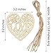 Tatuo 30 Pieces Heart Wooden Embellishments Wood Tags Love Heart Hanging Ornament and 30 Pieces Twines for Valentine's Day Decorations Wedding Crafts