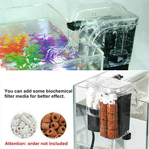Pstars Aquarium Hang On Filter High Performance Biochemical Cotton Filter Suspension Oxygen Pump Submersible Activated Carbon Wall Mounted Fish Tank Filtration Water Purifier - Thumbnail 3