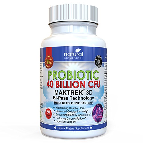 Probiotics Supplement by Natural Biomedical - 60 Capsules - 40 Billion CFU from 4 Potent Strains - Shelf Stable, Gluten Free, Vegetarian - Support for Healthy Immune and Digestive Systems