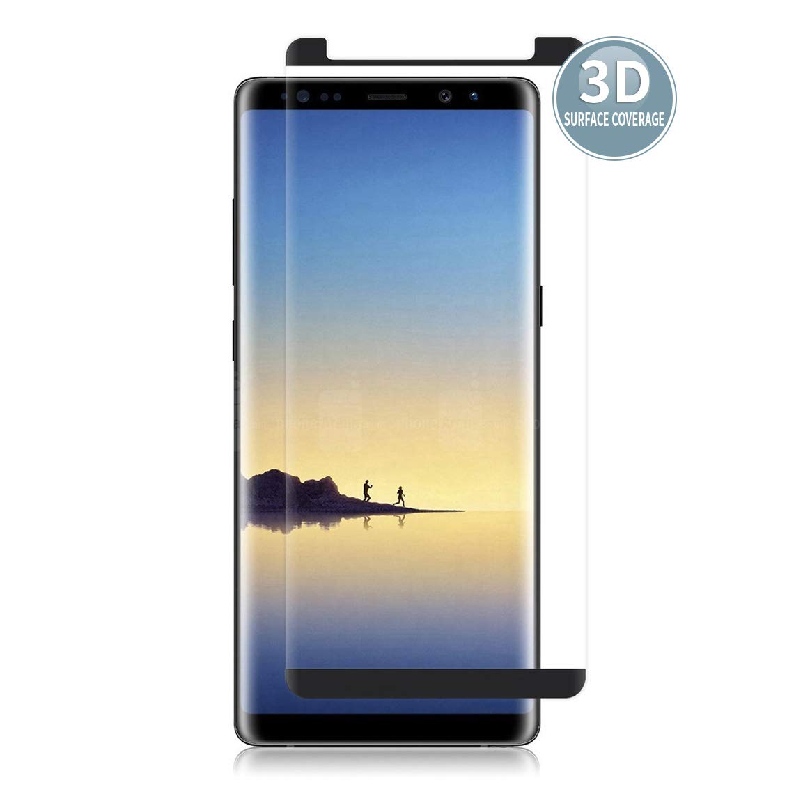 E-Hamii Screen Protector compatible with Galaxy Note 8 [Black],[High Definition][Anti Scratch],3D Tempered Glass,[Sensitive Response][ Bubble-free Installation]