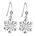 925 Sterling Silver Small Snowflake Charm French Hook Drop Earrings