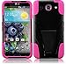 Generic Hybrid Double Layer Fusion Cover Case with Kickstand for LG Optimus G Pro E980 - Retail Packaging - Black/Hot Pink