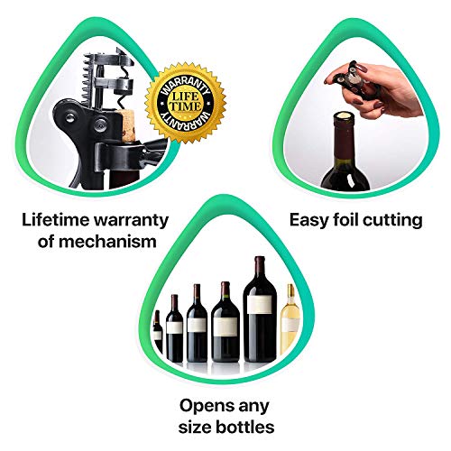 Wine Accessories Set [Silver] - Wine BottleOpener - Wine Accessories - New Legend Wine Corkscrew - Wine Tool Kit For Women - Large Manual Rabbitt Wine Set For Men - Lever Cork Opener - Silver Color