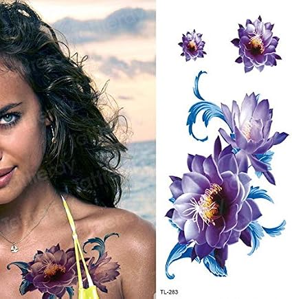 5pcs Purple Flower Tattoos Waterproof Tattoo For Women Girls Peony Rose Lotus Flower Tattoo And Art Fashion Stickers Amazon Co Uk Beauty