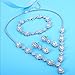 EleQueen Women's Silver-Tone Cubic Zirconia Teardrop Flower Bridal V-Necklace Jewelry Set Dangle Earrings