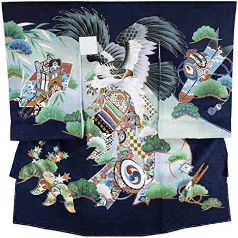 宮参り着物 56 祝着 お宮参り 男の子 紺 鷹 右向き 松 吉祥 Masqueboutique Com