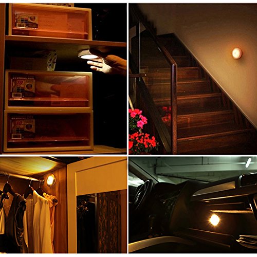 uxcell Tap Lights Battery Powered Touch Sensor LED Lamp Push Night Light Wireless Stick-on 3.9inch Red Colored 2 Packs for Closet Cabinet Bedroom Storage Shed Hallway Stair Car