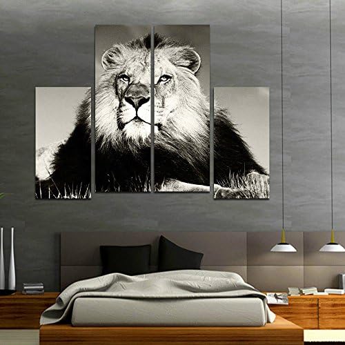 InDesign Wall Art *Lion King* Modern Home & Office Decor - Top Quality Gallary Wrapped Canvas Print Set Of 4 - Stretched & Ready to Hang - Big Size 48Wx38Hx1D inches / 120Wx95Hx2.5D cm - Multiple Sizes Available On Request - Money Back Guarantee